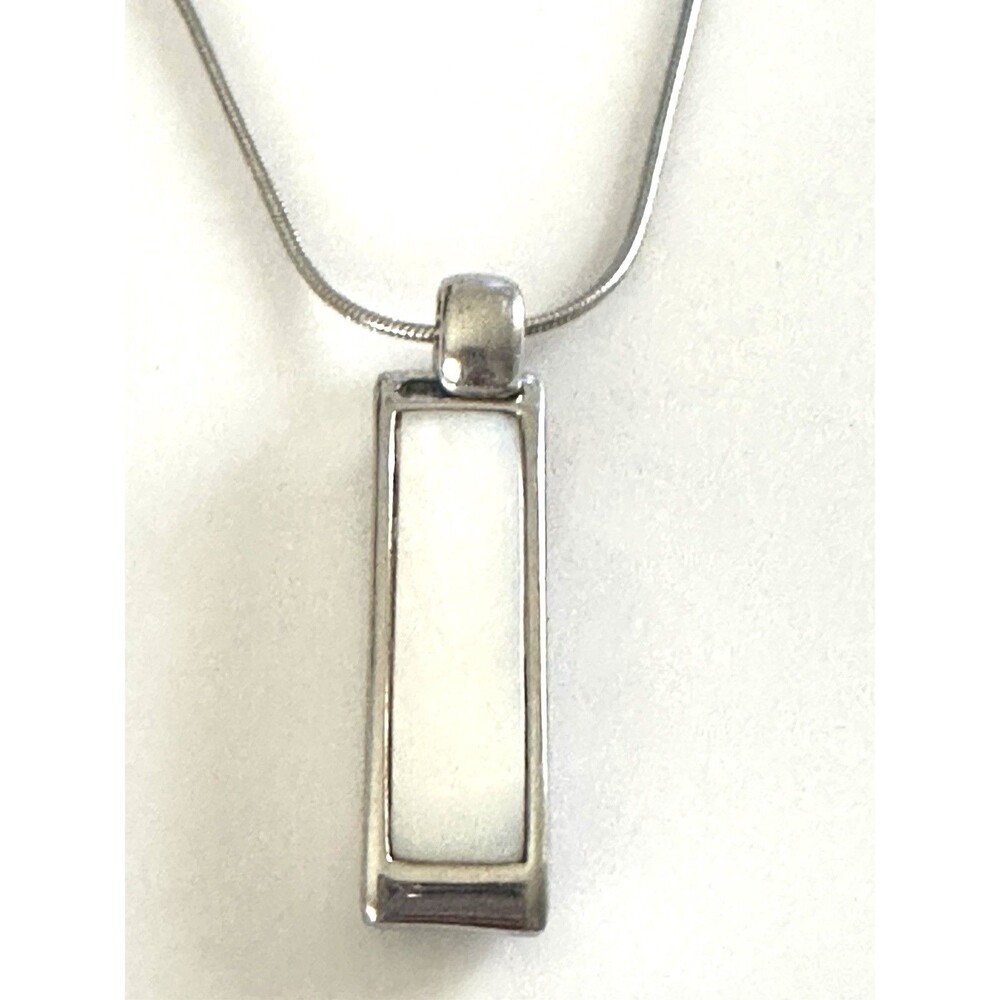 Lia Sophia Black Onyx Mother of Pearl Reversible Pendant Silver Tone Necklace